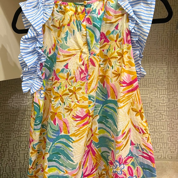 THML multi color floral top with ruffle sleeves used - worn 1 time - Picture 3 of 3